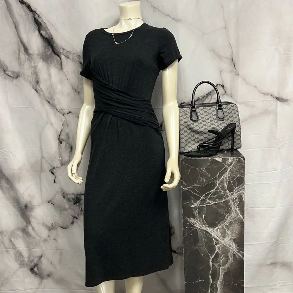 * Anthropology dress charcoal, short sleeve mid length